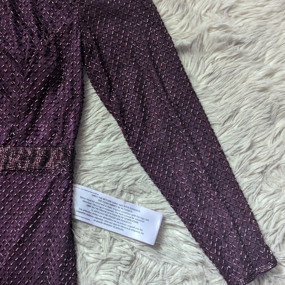 NWT Mac Duggal Long Sleeve Lattice Beaded Cocktail Dress in Aubergine 5530 - Picture 8 of 16